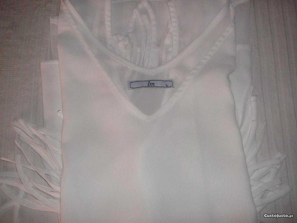 Blusa Sem Mangas LM com Franjas Branco