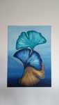 2 Quadros de folhas de Ginkgo Biloba - oleo sobre tela