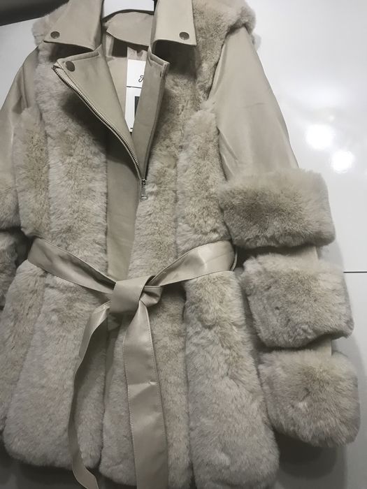 Futerko grube na zimę jesień i wiązane beżowe okazja super milutki