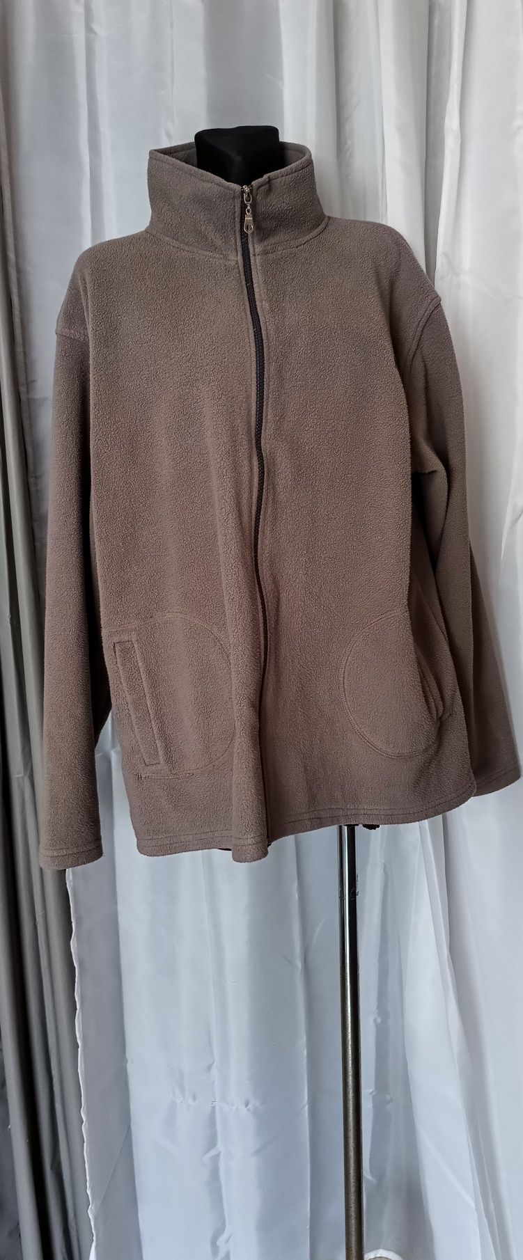 Szarobrązowa bluza z długim rękawem na zamek, Unisex, Woodler XL