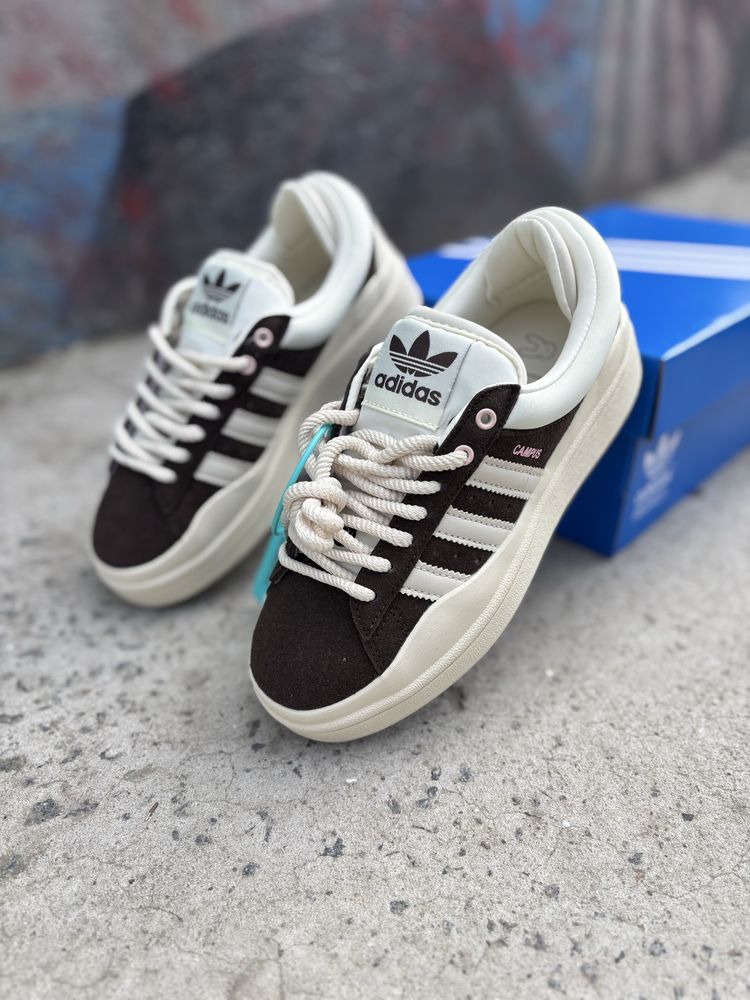 Кроссовки женские Adidas Campus Bad Bunny White Cream Beige Brown
