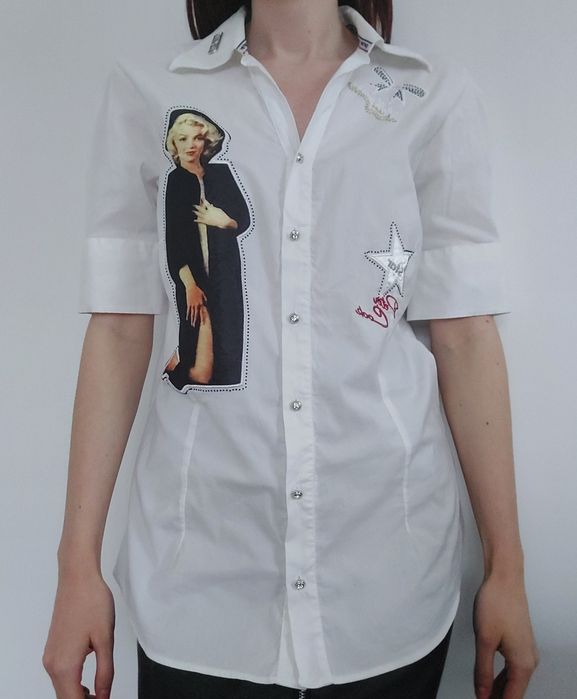 biała koszula z krótszym rękawem z Marilyn Monroe Peter Cook