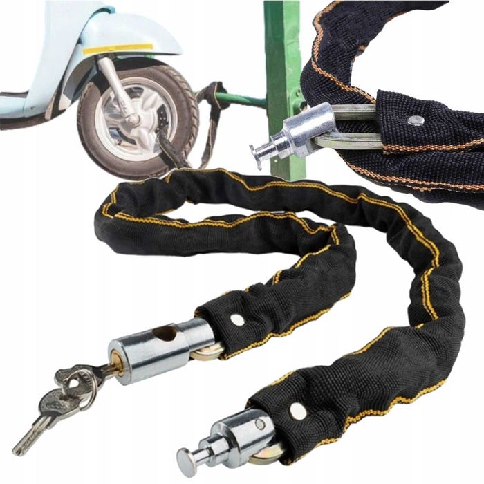 2 x Zapięcie ŁAŃCUCH ROWEROWE ZABEZPIECZENIE Blokada do Roweru 80 cm.