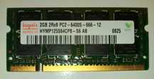 Pamięć 2GB PC2-6400 DDR2-800MHz  CL6 200-Pin SoDimm Dual Rank