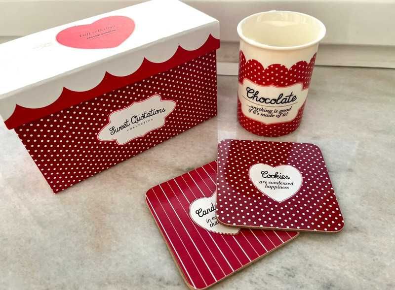 Kubek Home&You z podstawkami pod kubek napoje czekolada opakowanie