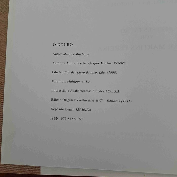 O Douro de Manuel Monteiro - Edição Fac-smile de 1998