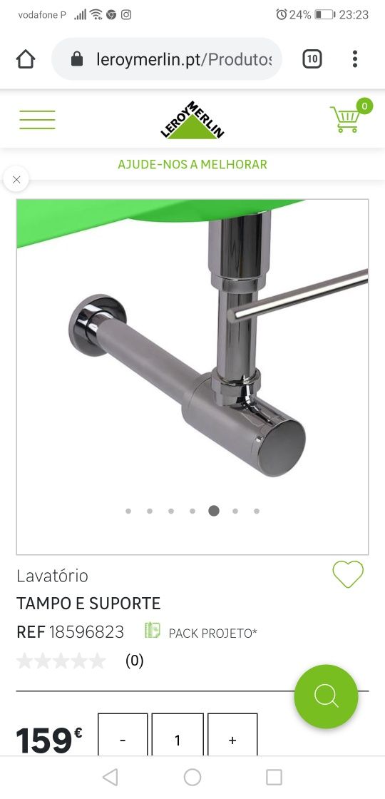 Lavatório tampo e suporte 60cm +espelho