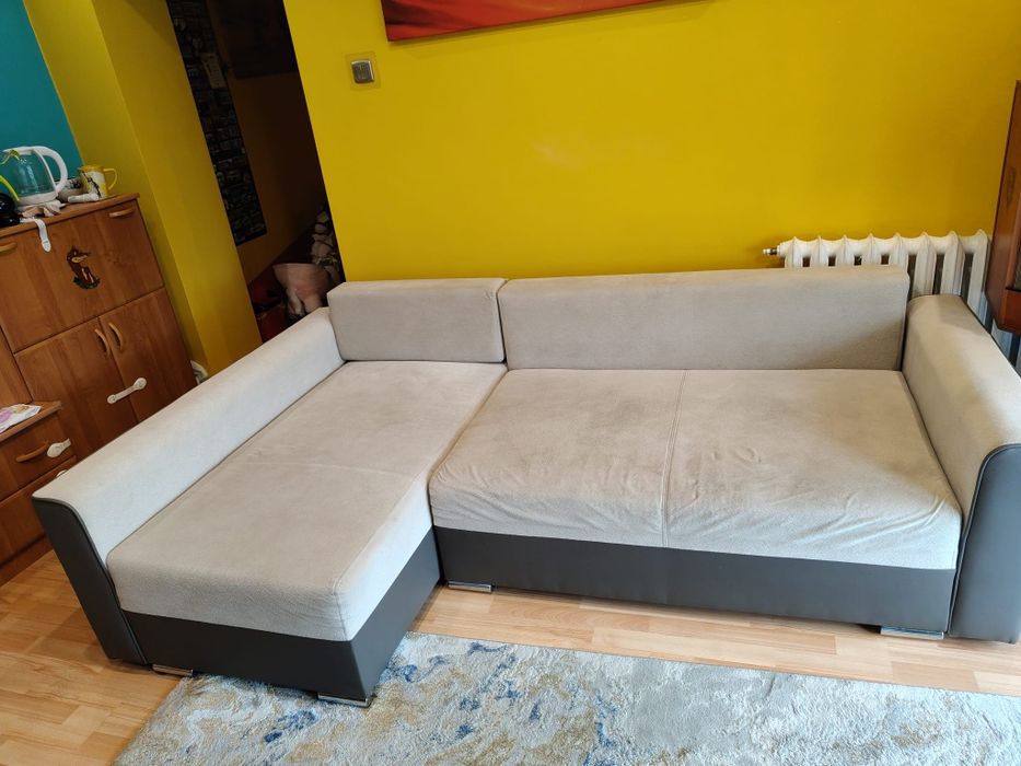 Sofa rozkładana wersalka narożnik rogówka L łóżko 160x200 szara