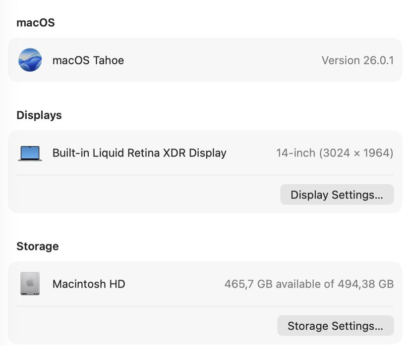 MacBook Pro 14 2021 M1 Pro 16Gb 512Gb Space 90%