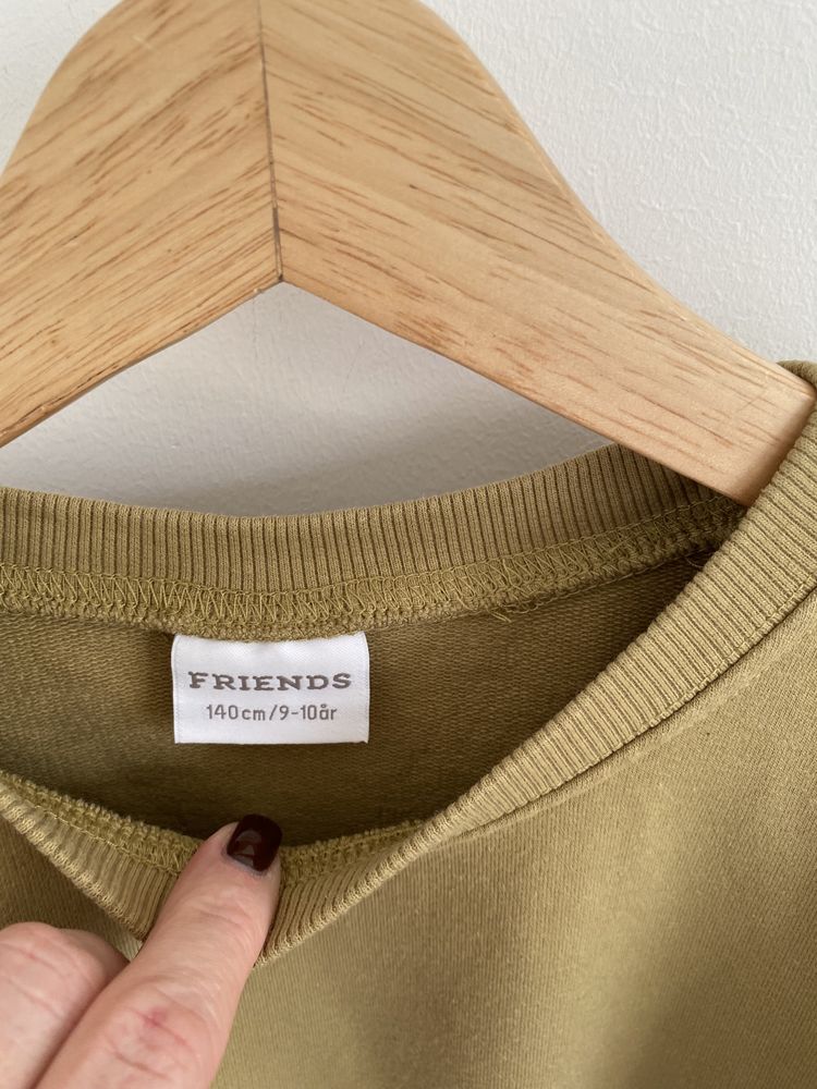 Sukienka bluza friends 140 beżowo musztardowa luźna jak newbie