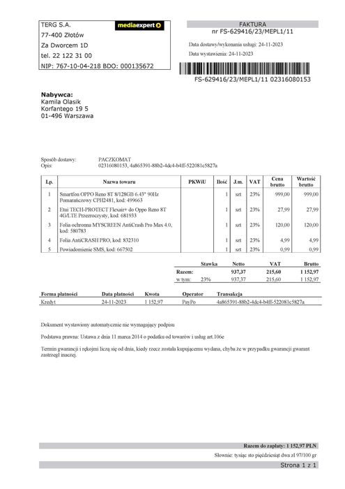 Smartfon OPPO Reno 8T 8/128GB 6.43" 90Hz Pomarańczowy CPH2481