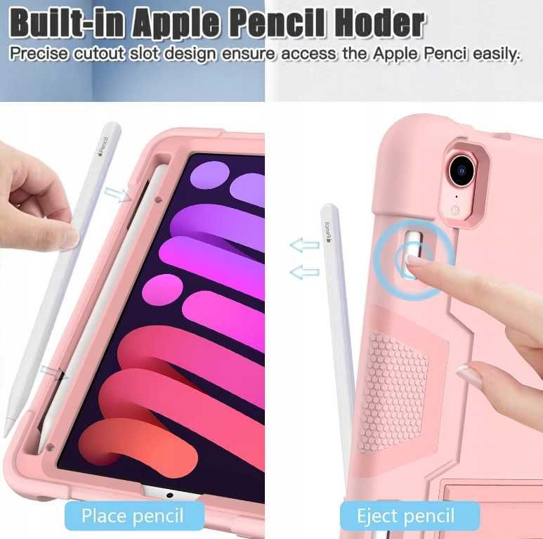 Etui na Tablet iPad Mini 6 8.3" Pancerny ze Stojakiem Ochronny różowy