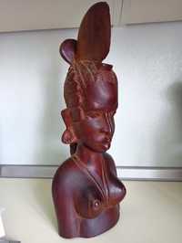 Статуэтка африканки, бюст, сувенир из красного дерева