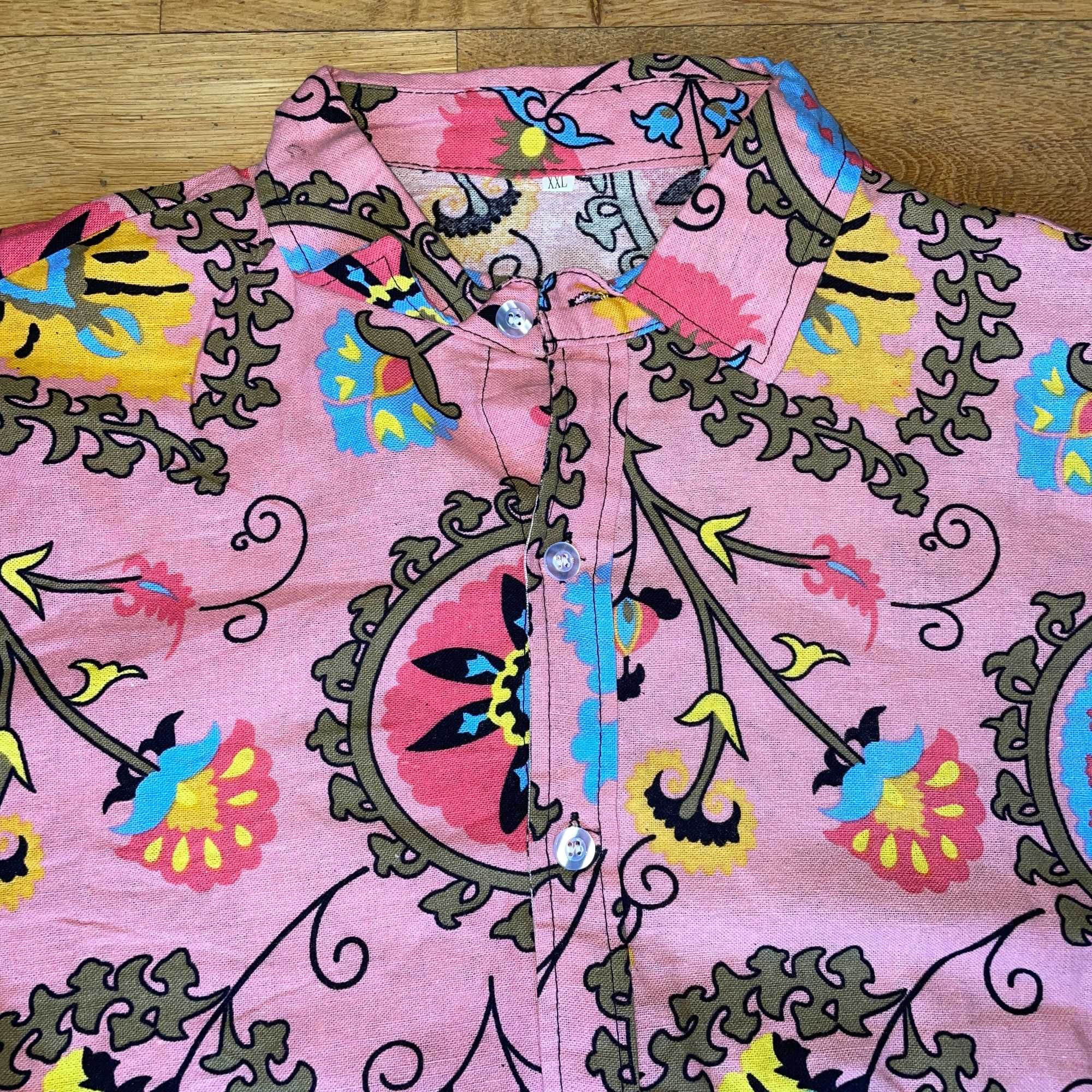 Shein Męska Modna Wakacyjna Koszula Kolorowy Wzór Rozm. 2 Xl