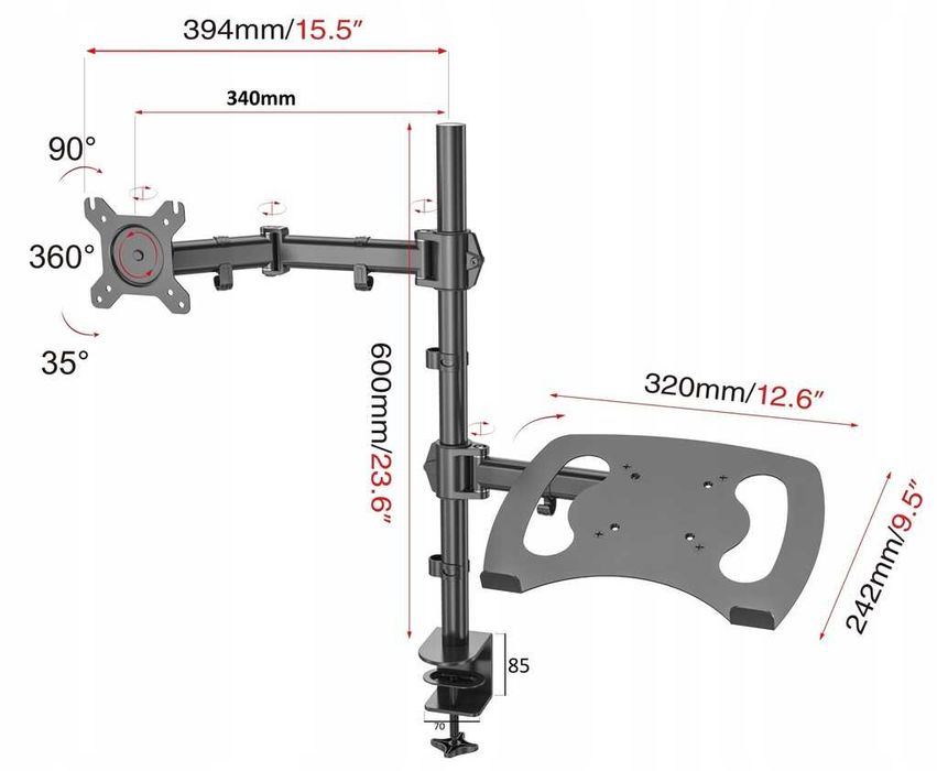 Biurkowy uchwyt na monitor i laptop! Polecam!