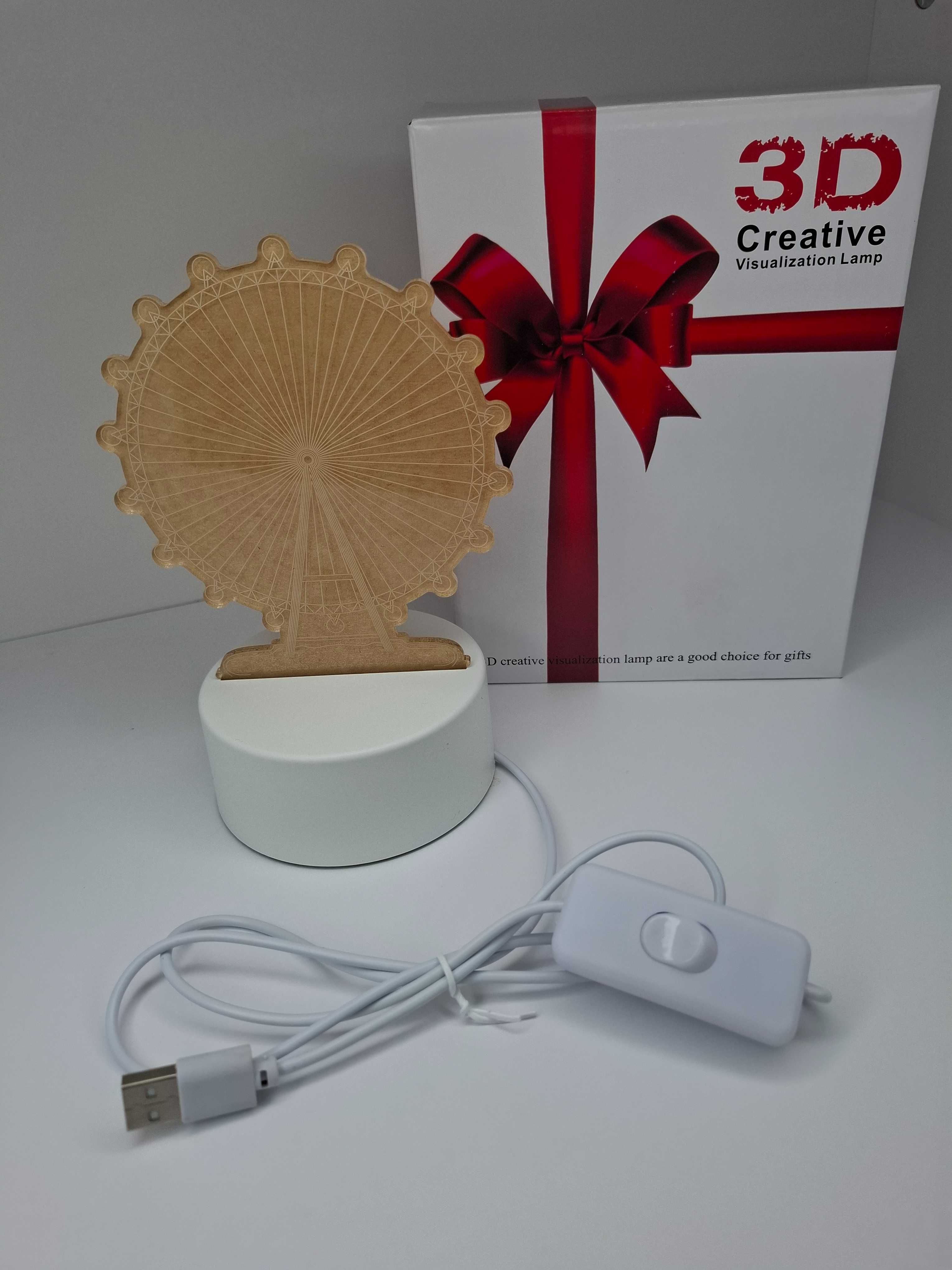 Lampka nocna 3D BIAŁA KARUZELA