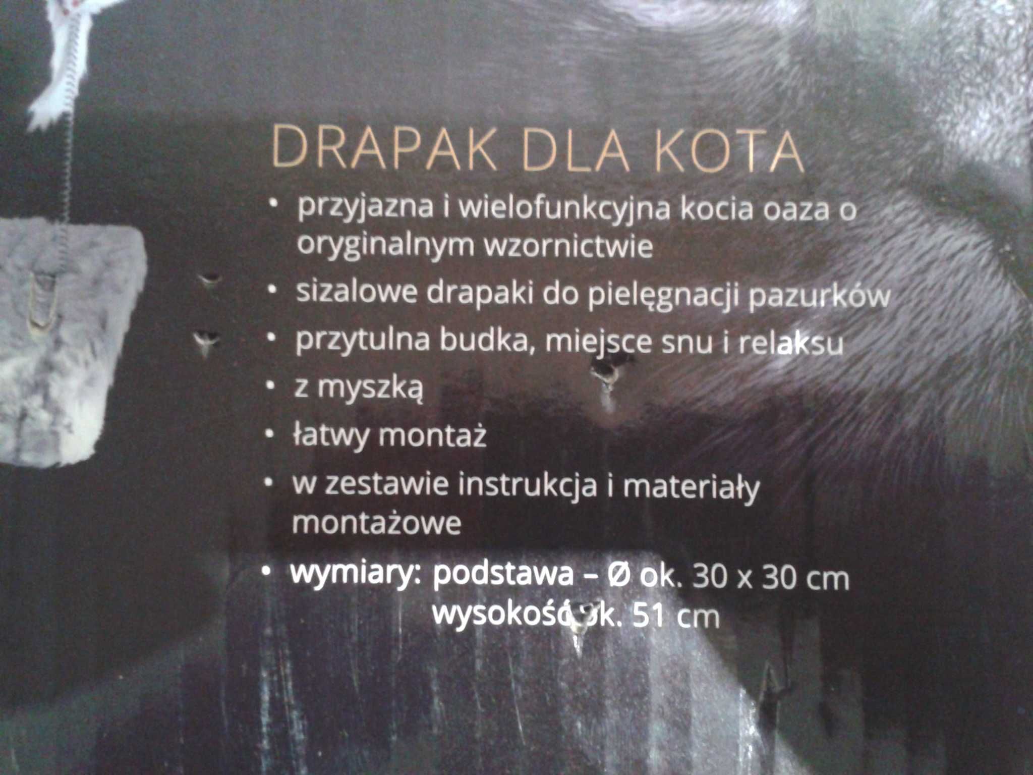 Luksusowa BUDKA dla kota na słupku podest + drapak i myszka 51 cm NOWA