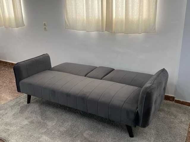 Sofá-cama cinzento - com suporte para copos - envio grátis