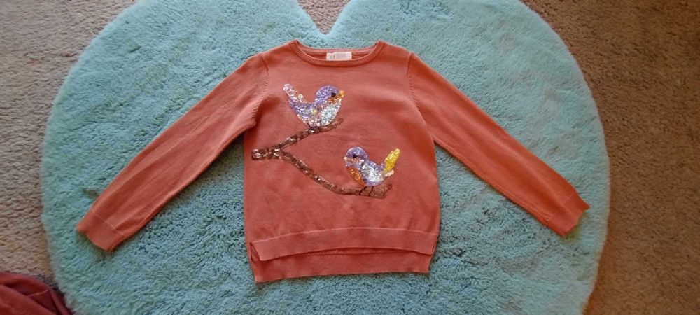 Swetry H&M 110/116 dla dziewczynki z cekinami