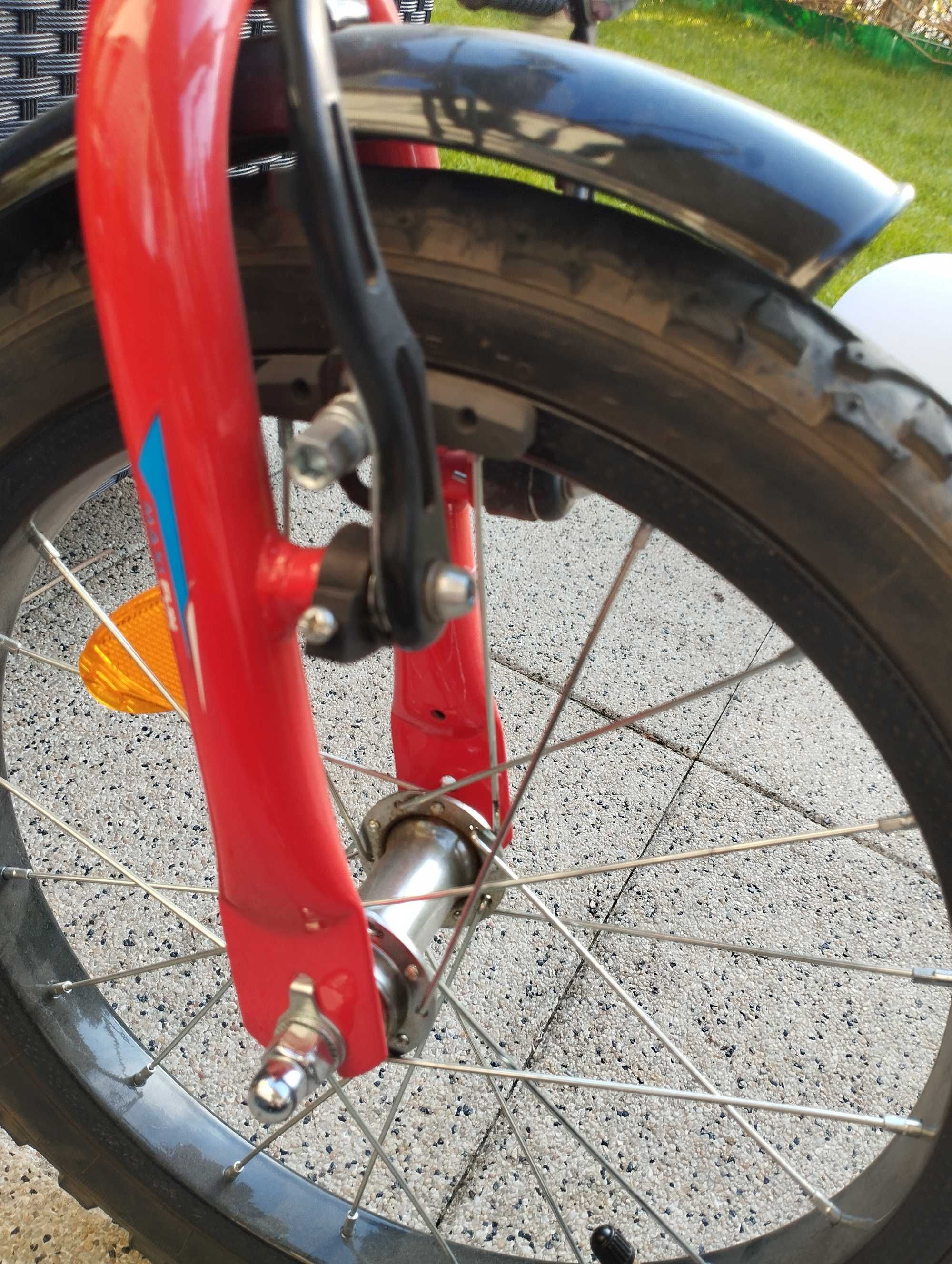 Rowerek dziecięcy 16cali + kask+ drążek do nauki jazdy