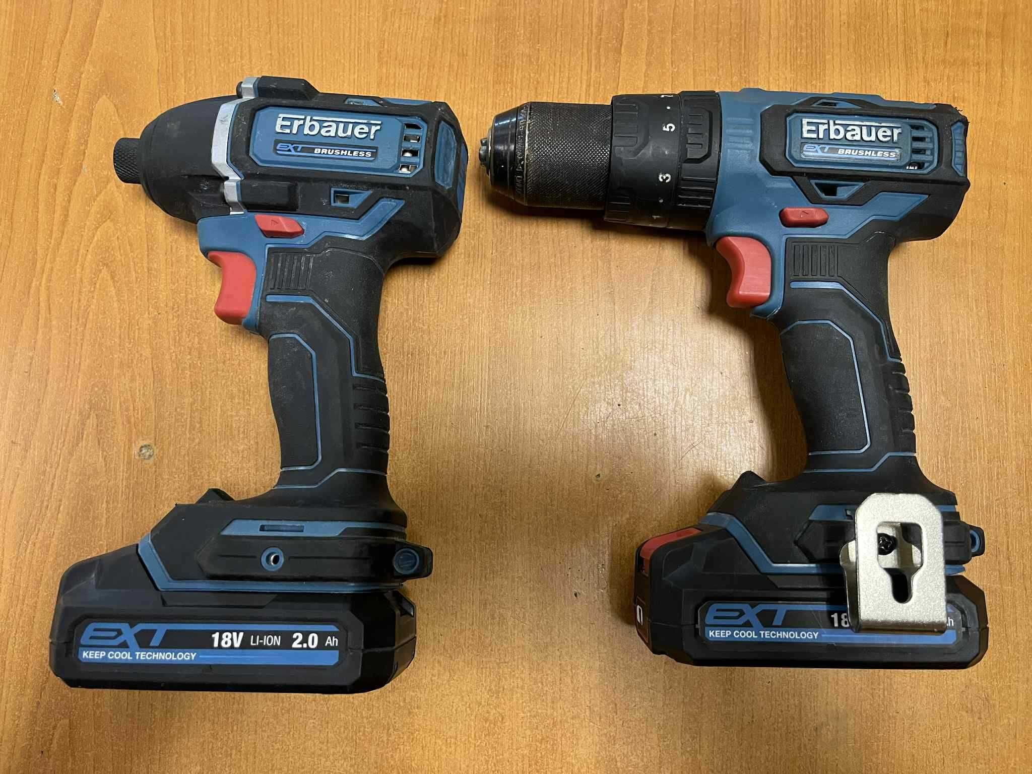Zestaw Erbauer 18V: wkrętarka, zakrętarka, 2xAku, ładowarka