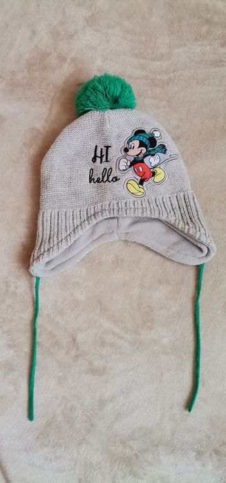 Dziecięca ciepła zimowa czapka chłopięca wiązana 92 (18-24mce) Mickey