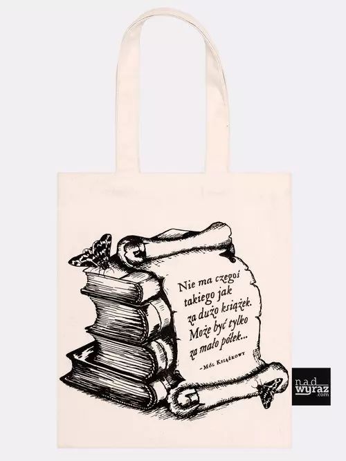 Za dużo książek torba na książki bawełniana ecru. Absztyfikant