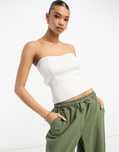 Asos Design 34 Xs Biały Top Bandeau Dzianinowy Bawełniany D1552