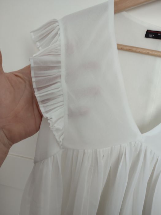 Zara elegancka biała bluzka XS plisy marszczenia