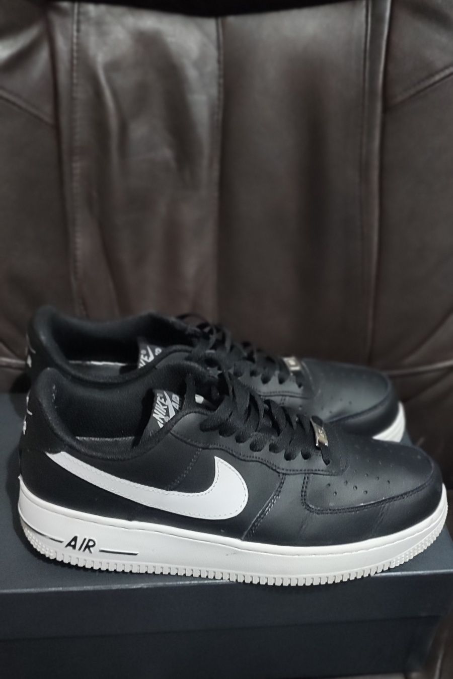 NIKE AIR FORCE 1 07 BLACK кроссовки кожаные