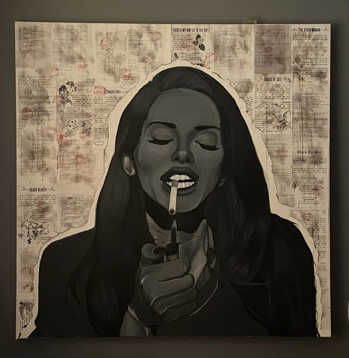 Lana del Rey B&W Painting