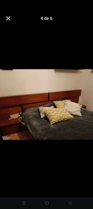 Vendo cama madeira e mesas de cabeceira
