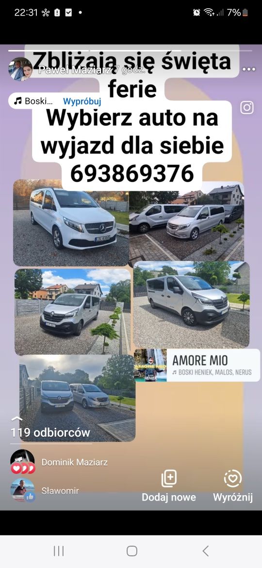 Wynajem bus 8-9 VIP Vito Trafic autolaweta POMOC DROGOWA Wypożyczalnia