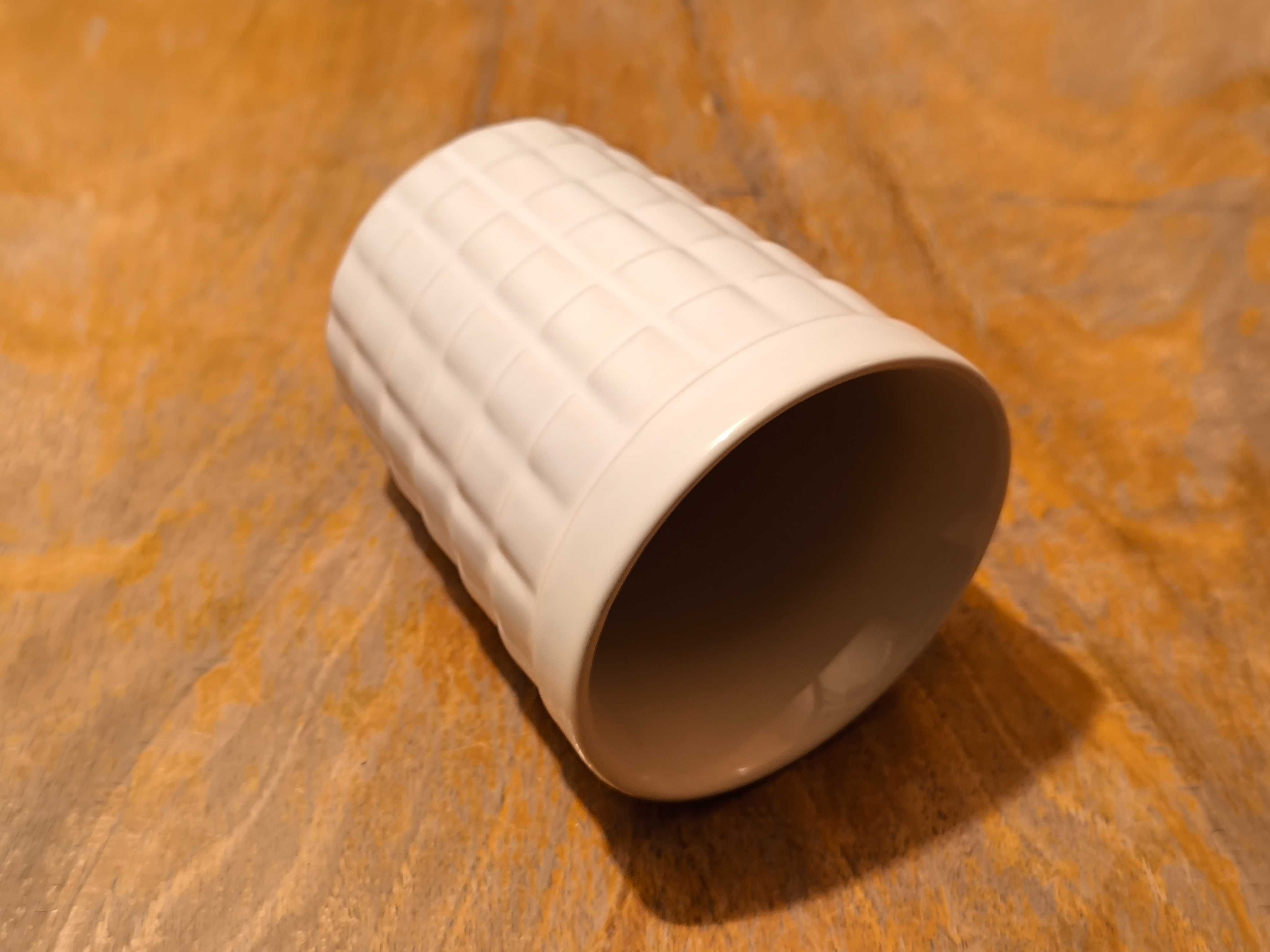 Biały kubek kratka Irena bez ucha Irenka Porcelit Pruszków PRL