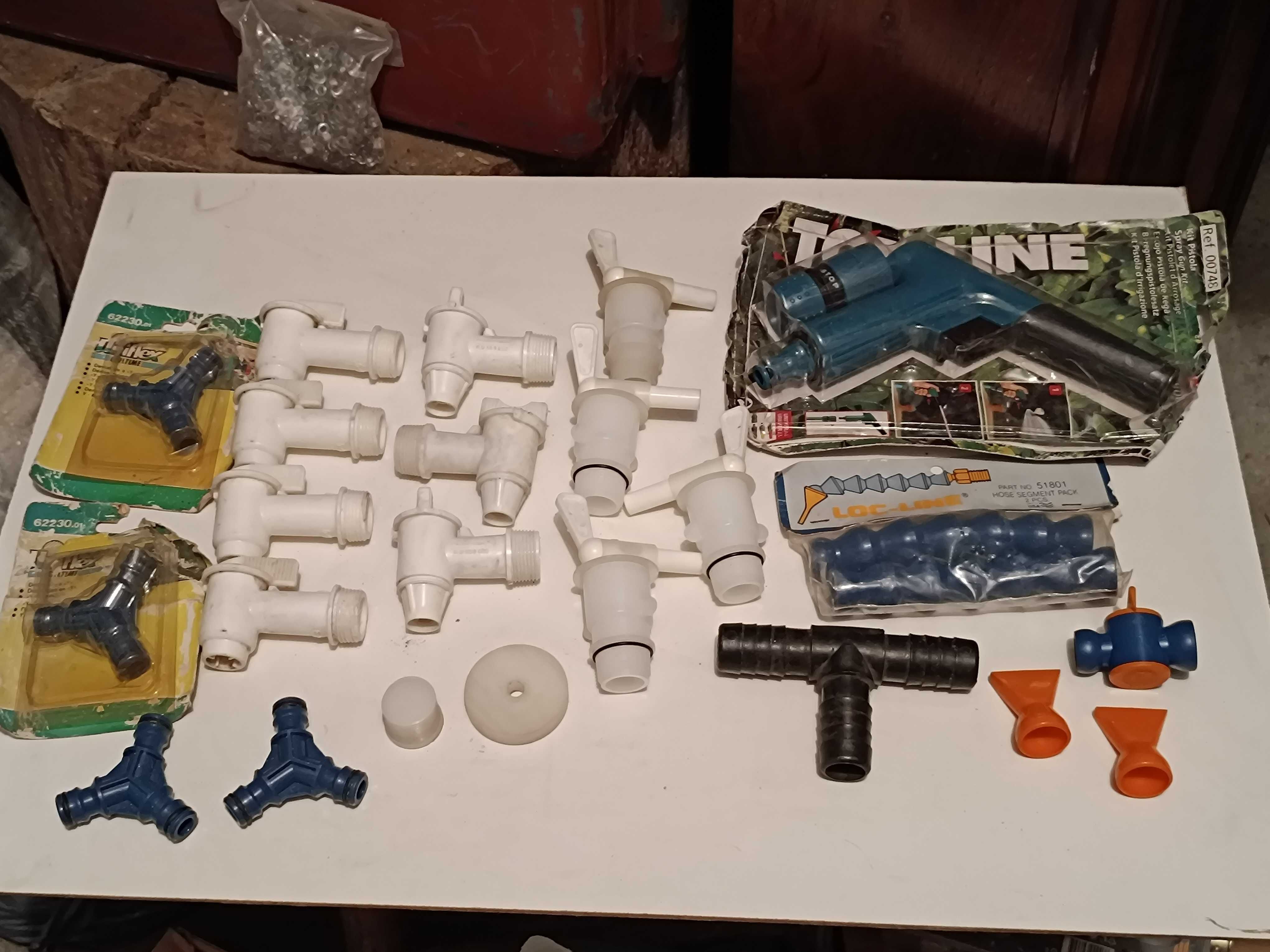 Conjunto de Mangueira Torneiras e adaptadores de rega