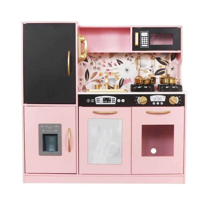 Дитяча кухня дерев'яна Ріміні Pink, звукові та світлові ефекти