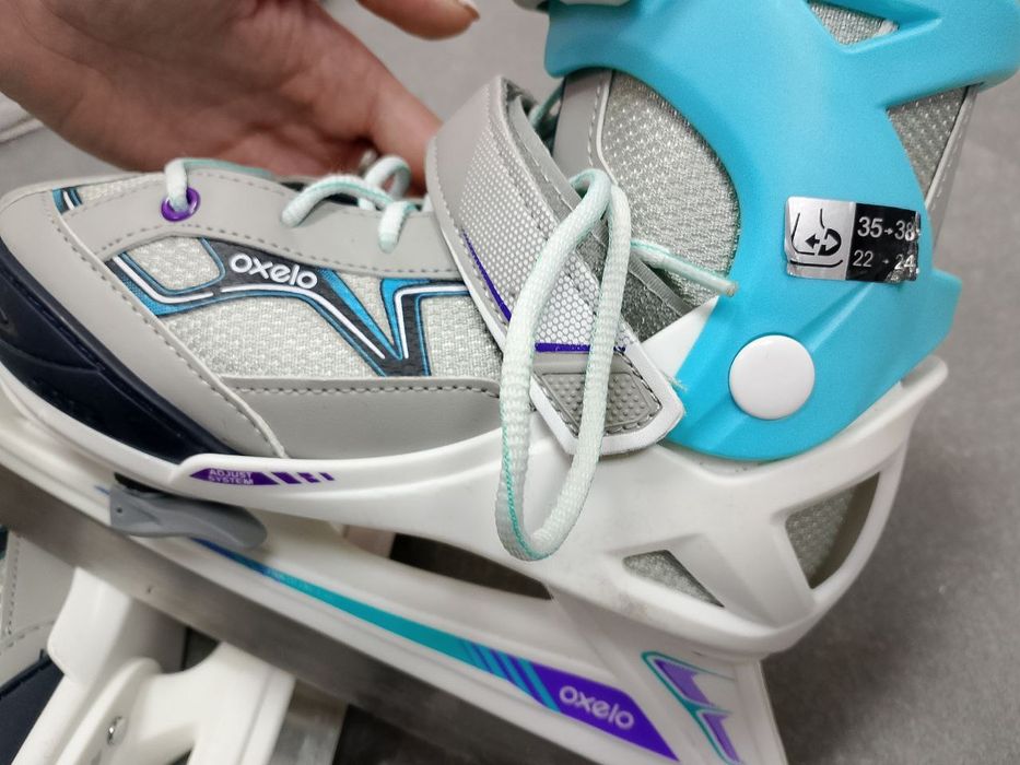 Ковзани Дитячі Льодові Розсувні Розмір 35-38 OXELO FIT100 Сірий