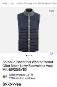 Стильная мужская жилетка Barbour Essentials Weatherproof, р. XL