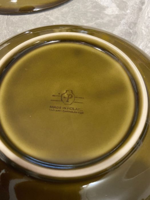 3 talerzyki deserowe zielone Porcelit Pruszków