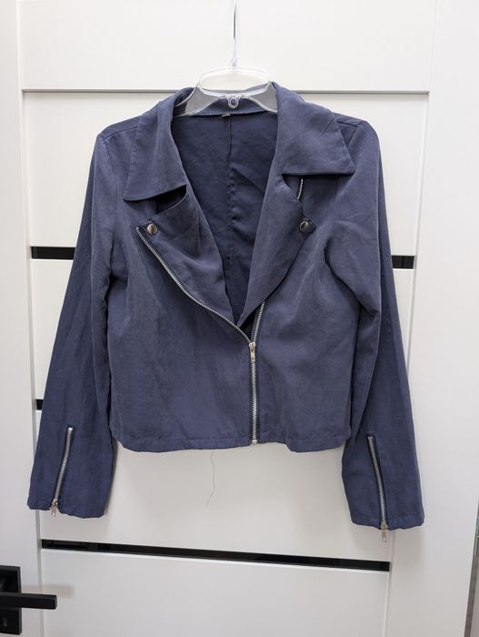 Cienka lekka Ala zamszowa kurtka s 36 granatowa ramoneska