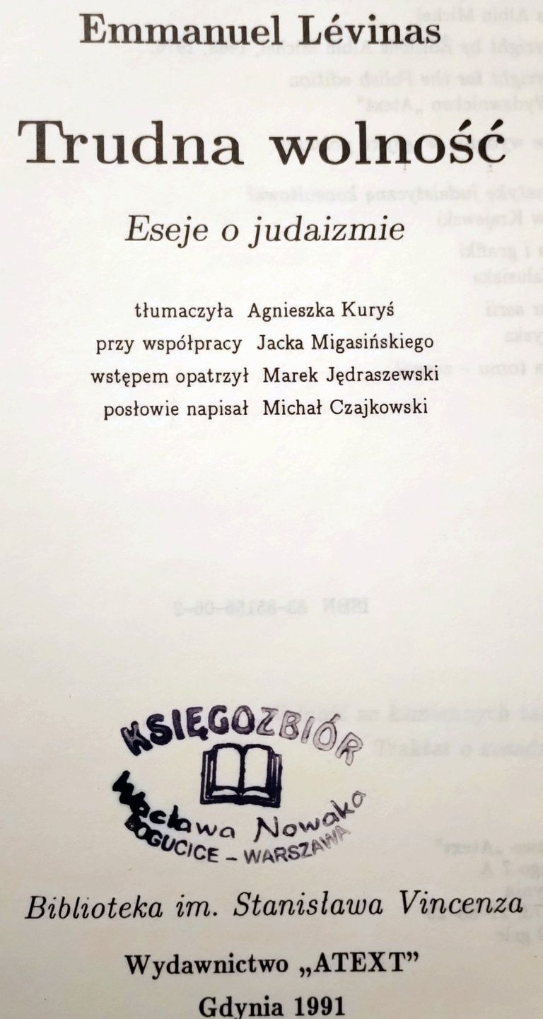 Emmanuel Lévinas. Trudna wolność. Eseje o judaizmie