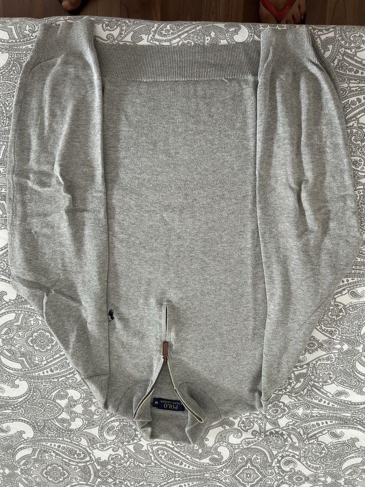 Malha Polo com fecho Cinzento claro L
