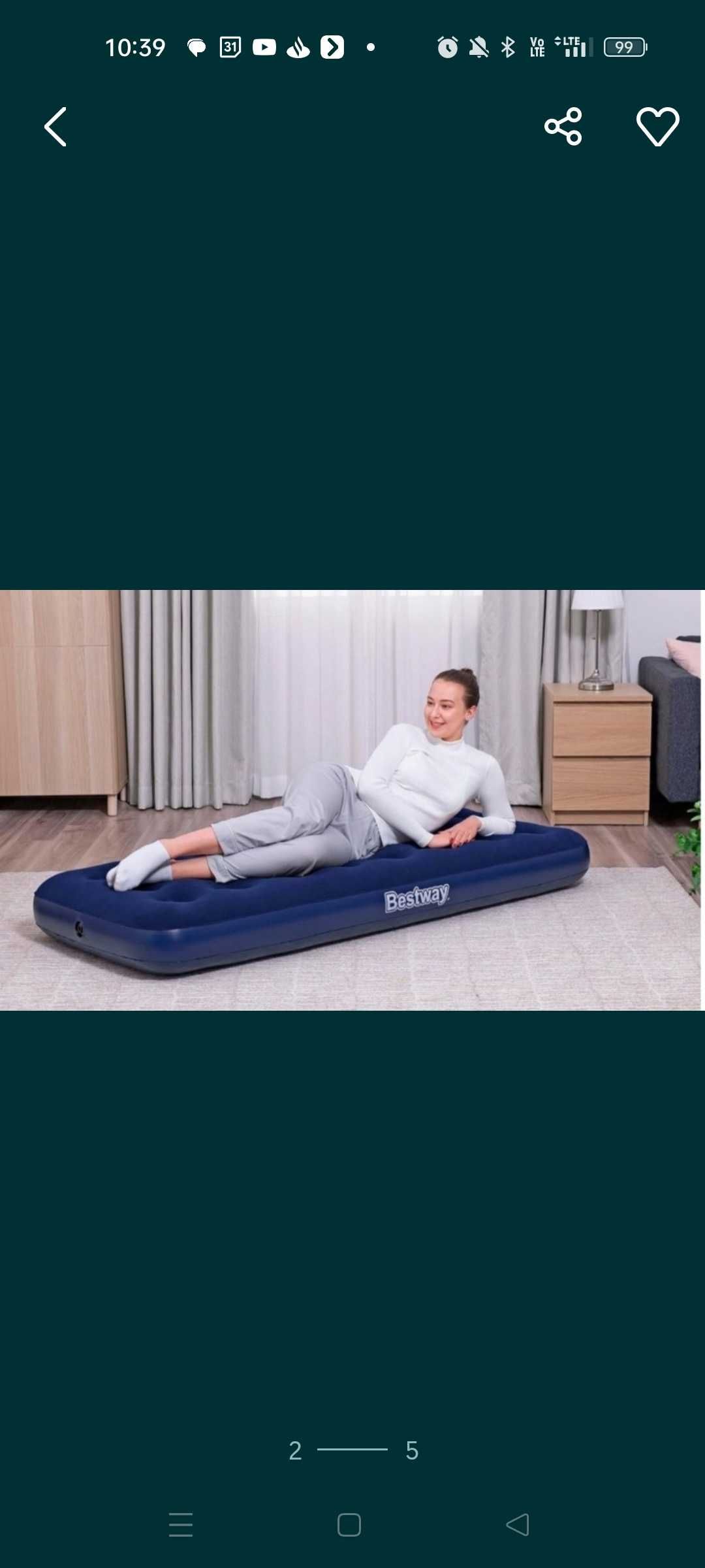 Bestway materac, łóżko dmuchane Blue Horizon Single XL/Lo 185x76x22cm