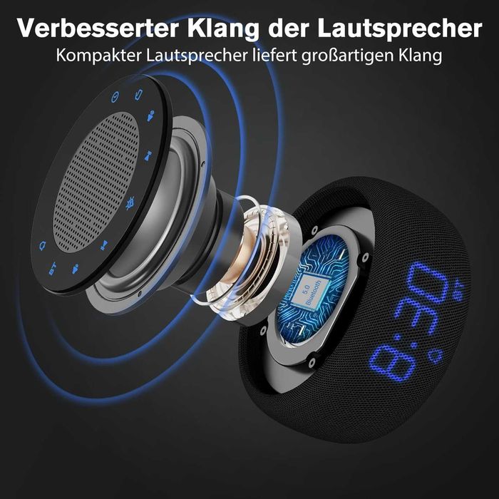 DOUMOSH Głośnik Bluetooth budzik z radiem FM NOWY