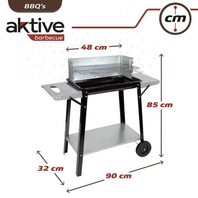 Churrasqueira a carvão portátil com grill 4 alturas Aktive _ NOVA