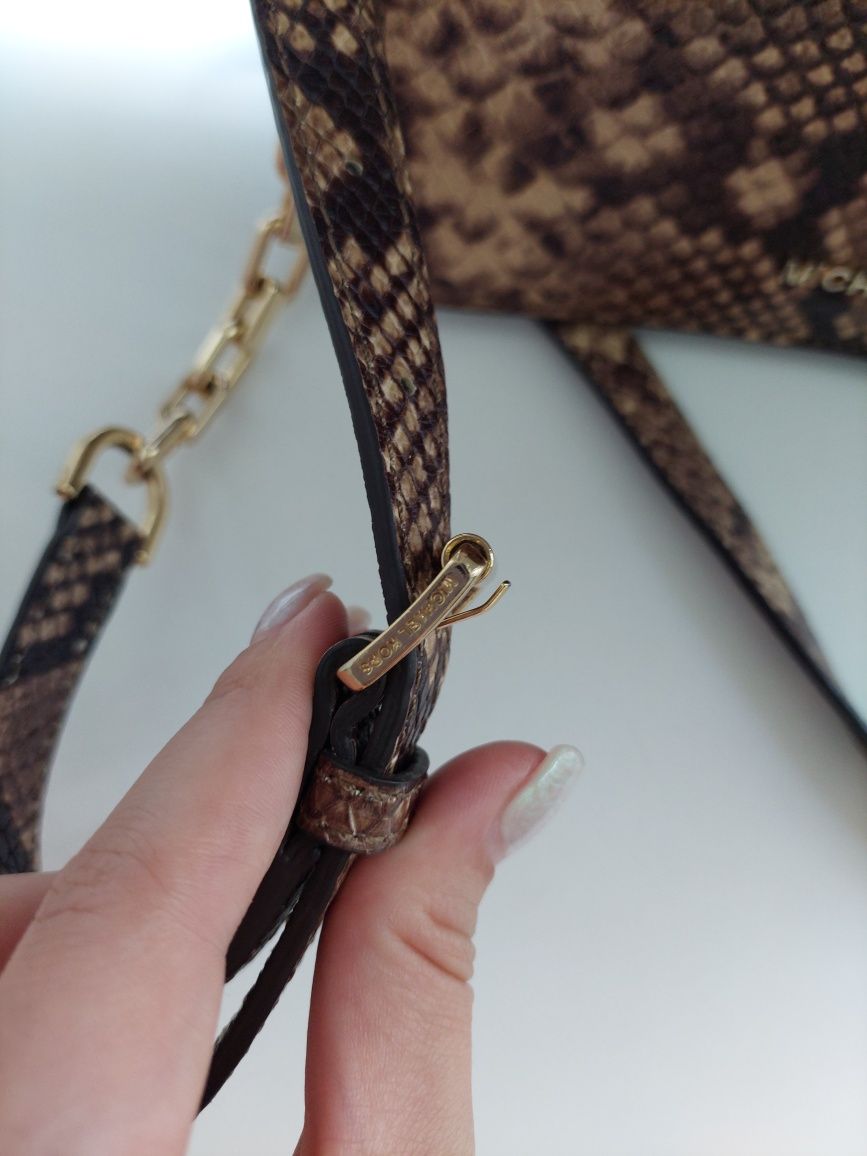 michael kors brinkley md python embossed leather cross-body