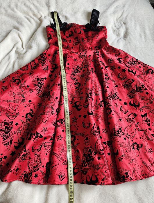 Hell bunny czerwona sukienka midi xs 34 tattoo