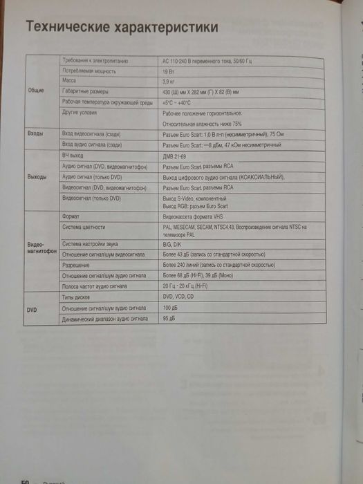 Видеомагнитофон VHS + DVD samsung dvd-v5600