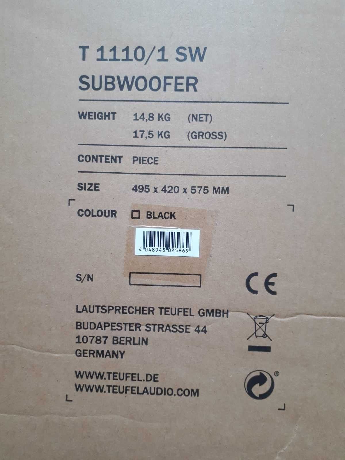 NOWY Subwoofer TEUFEL T10 - Karton nieotwierany. Gwarancja Rachunek.