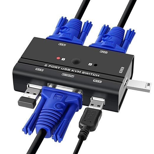 Przełącznik KVM USB VGA TCNEWCL - 2 komputery 1 monitor